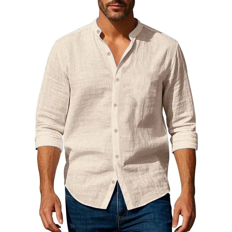 Slim Fit Single Breasted Shirt Long Sleeve Button Up