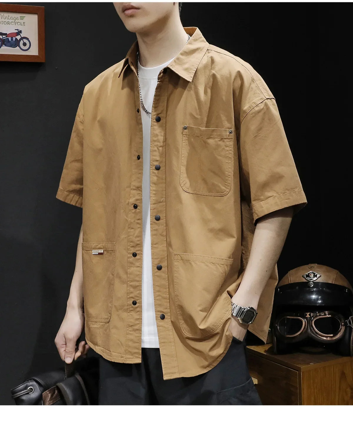 Brand Trendy Shirt Summer Casual Work Clothes Loose Summer