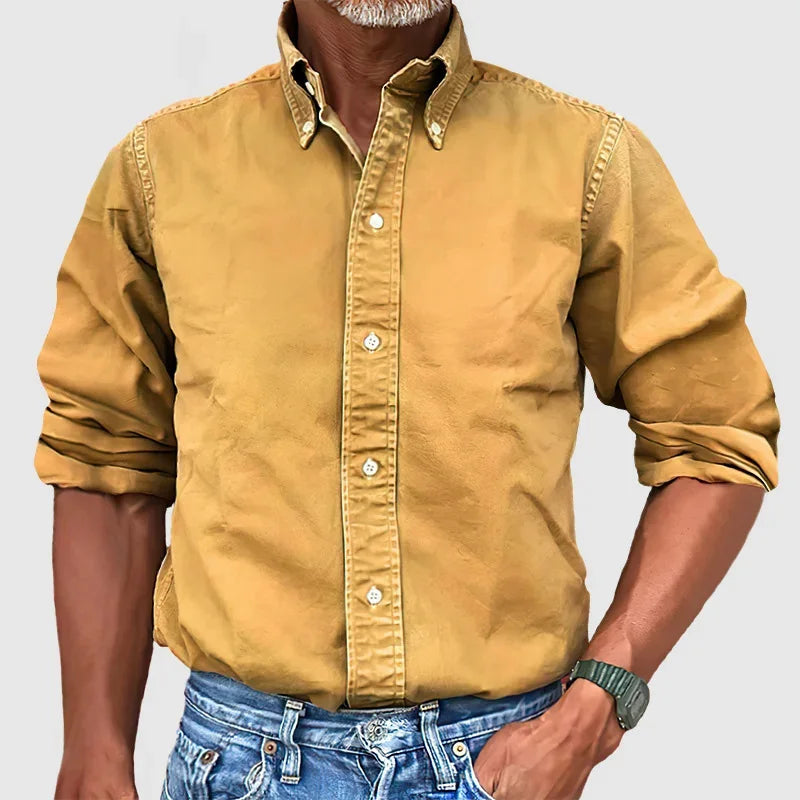 New Shirts for Men Pure Color Long Sleeve Turn-down Collar Designer Clothes