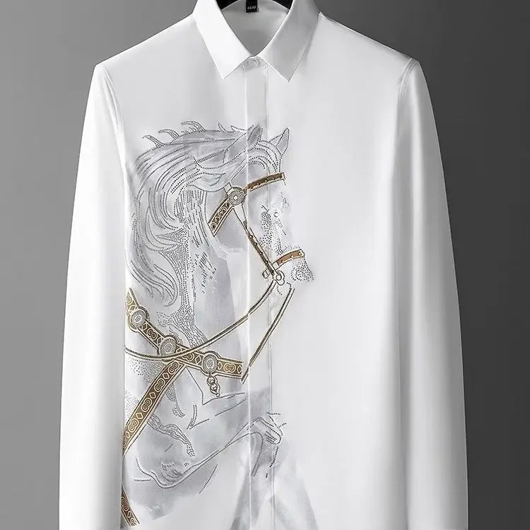 Long Sleeve Printed Funny with Print Man Shirt Button Up Sleeves