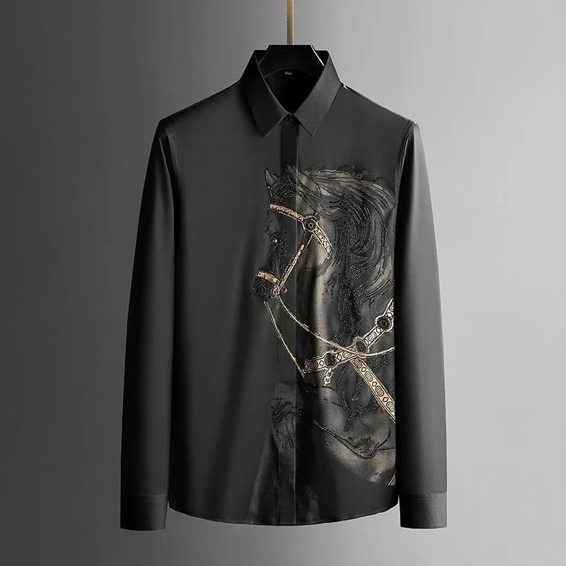Long Sleeve Printed Funny with Print Man Shirt Button Up Sleeves