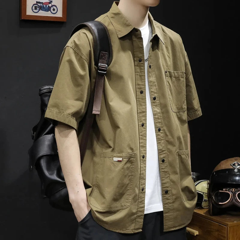 Brand Trendy Shirt Summer Casual Work Clothes Loose Summer