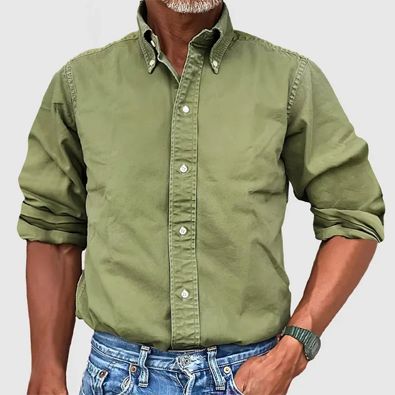 New Shirts for Men Pure Color Long Sleeve Turn-down Collar Designer Clothes