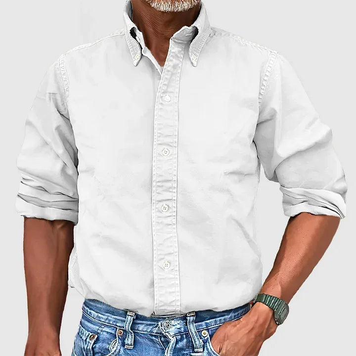 New Shirts for Men Pure Color Long Sleeve Turn-down Collar Designer Clothes