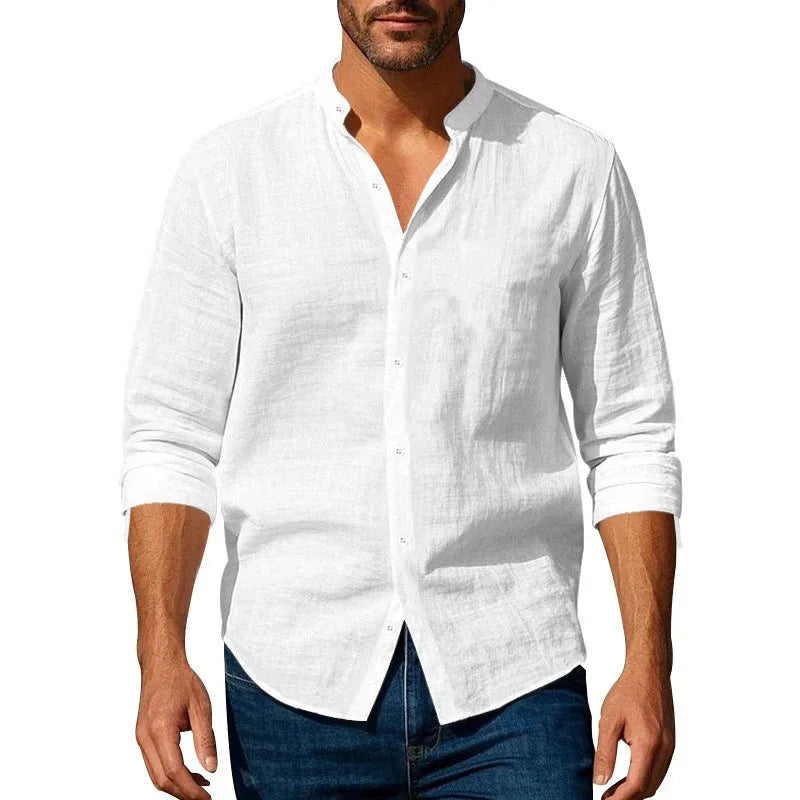 Slim Fit Single Breasted Shirt Long Sleeve Button Up