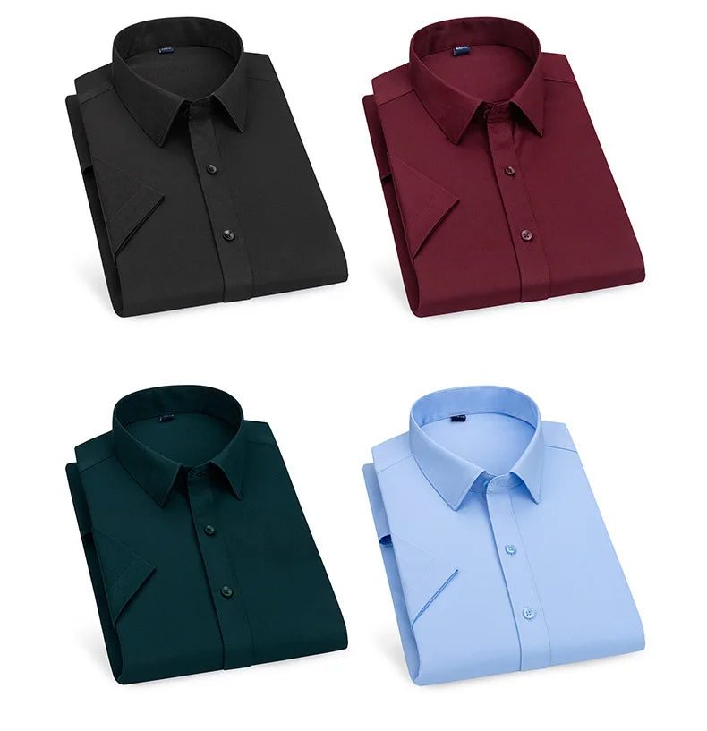 Men's short-sleeved shirt Business casual tooling solid color