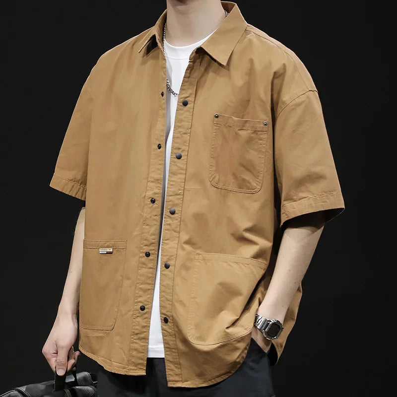 Brand Trendy Shirt Summer Casual Work Clothes Loose Summer