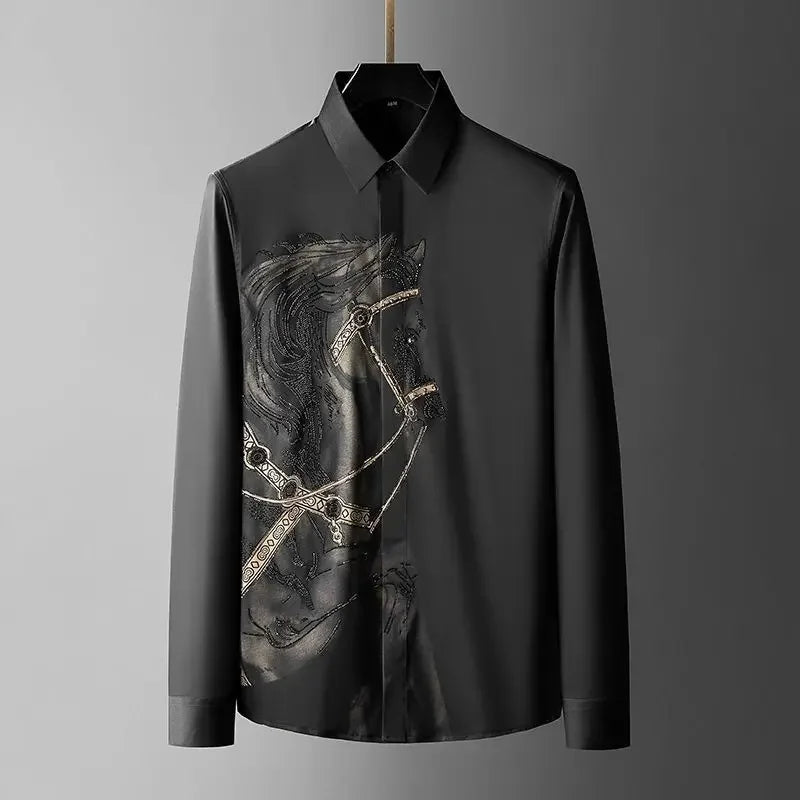 Long Sleeve Printed Funny with Print Man Shirt Button Up Sleeves
